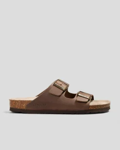 GENUINS Hawaii Oiled Leather Sandals Stone Clearance