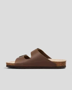GENUINS Hawaii Oiled Leather Sandals Stone Clearance