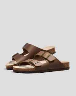 GENUINS Hawaii Oiled Leather Sandals Stone Clearance