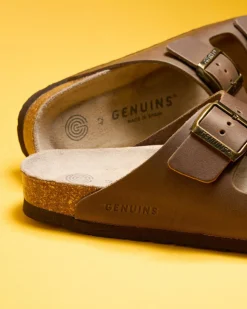 GENUINS Hawaii Oiled Leather Sandals Stone Clearance