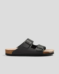 GENUINS Hawaii Oiled Leather Sandals Black Outlet