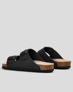 GENUINS Hawaii Oiled Leather Sandals Black Outlet
