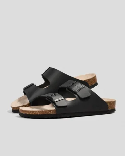 GENUINS Hawaii Oiled Leather Sandals Black Outlet