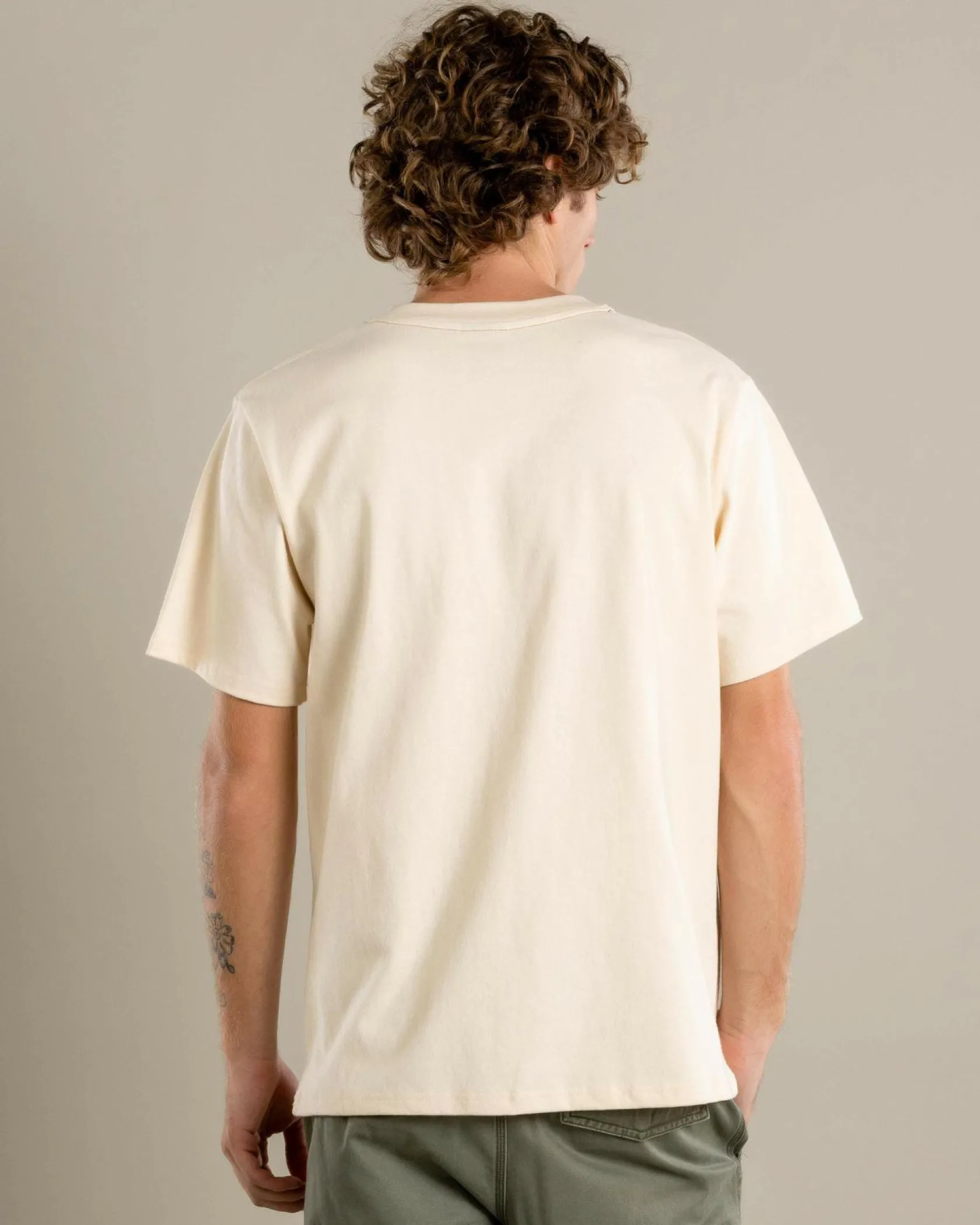 Rhythm Heavy Vintage Pocket Emblem T-Shirt Natural Clearance