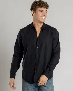 Skylark Hemp Long Sleeve Shirt Black Clearance