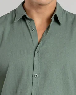 Skylark Hemp Long Sleeve Shirt Olive Clearance