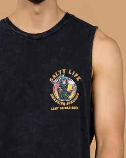 Salty Life Herald Muscle Tank Navy Acid Sale