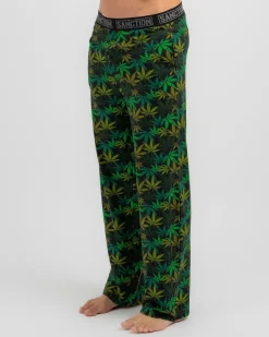 Sanction Herb Pyjama Pants Black/green Clearance