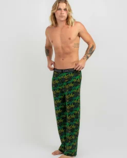 Sanction Herb Pyjama Pants Black/green Clearance