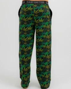 Sanction Herb Pyjama Pants Black/green Clearance