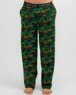 Sanction Herb Pyjama Pants Black/green Clearance