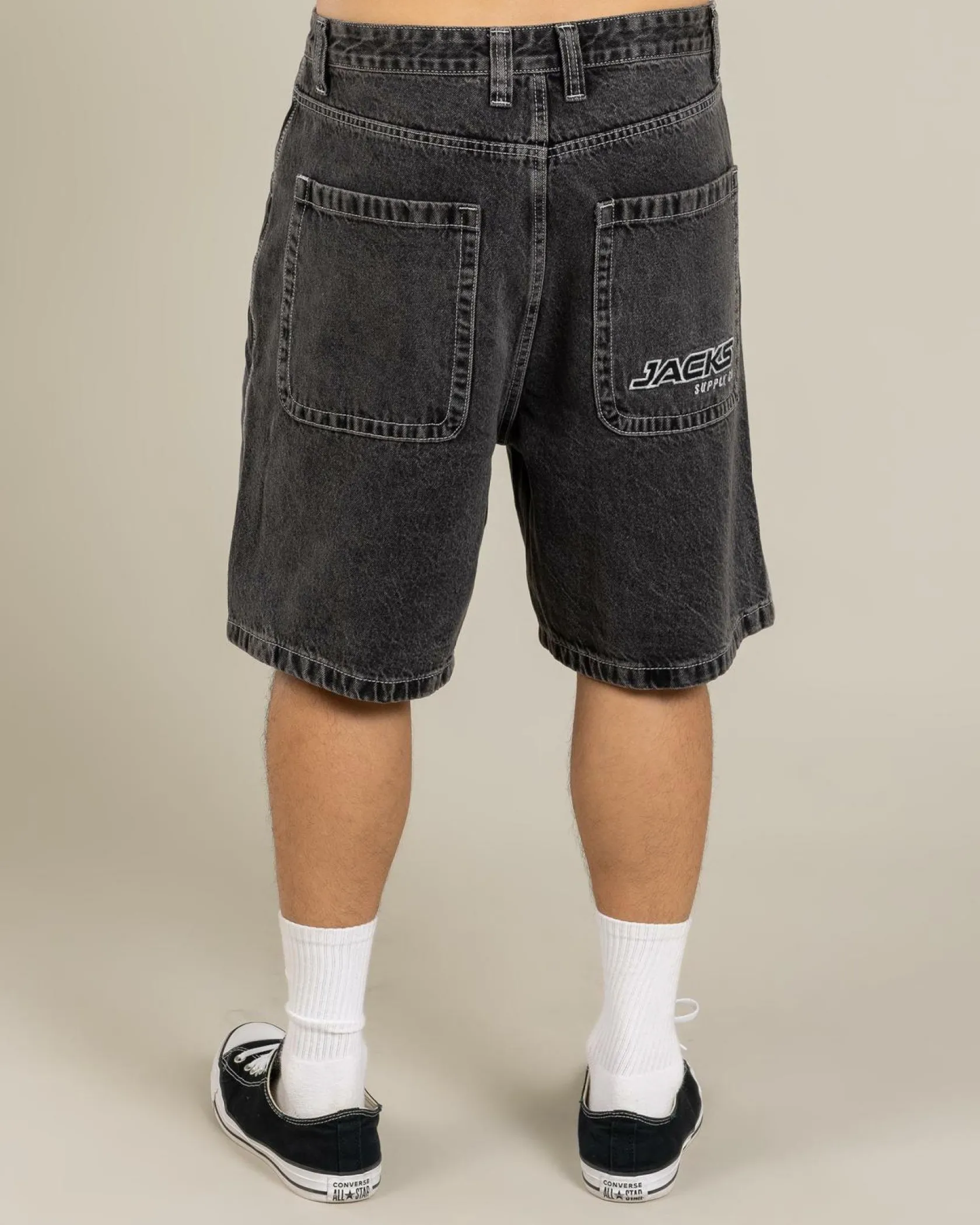 Jacks Heritage Denim Shorts Faded Black Sale