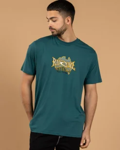 Rip Curl Heritage Desto T-Shirt Blue Green Clearance