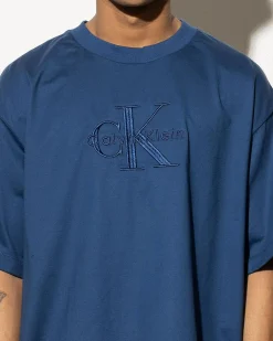 Calvin Klein Hero Monologo Embroidered T-Shirt Blue Jean Sale