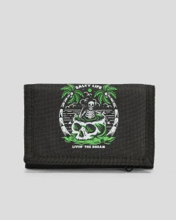 Salty Life Hidden Utopia Tri-fold Wallet Black Best