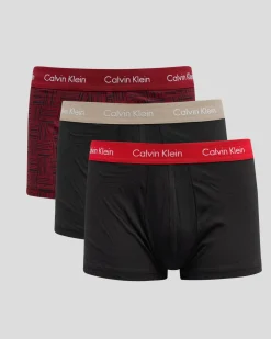 Calvin Klein Holiday Cotton Stretch Low Rise Trunks 3 Pack Black/black W/exact Wb Best