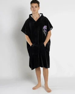 Salty Life Hooked V2 Hooded Towel Black/maroon Hot
