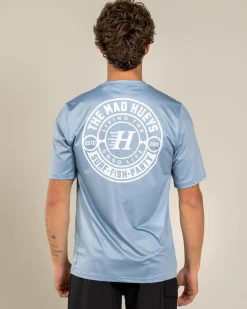 The Mad Hueys Hueys Good Life Short Sleeve Surf T-Shirt Steel Blue Discount