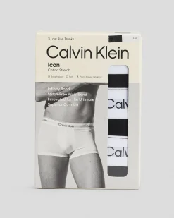 Calvin Klein Icon Cotton Stretch Low Rise Trunk 3 Pack Black/black/black Clearance