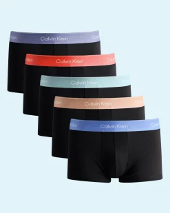 Calvin Klein Icon Cotton Stretch Low Rise Trunk 5 Pack Blk W/ Vin In/mltn/str Blu/glcr/mln Frnzy Clearance