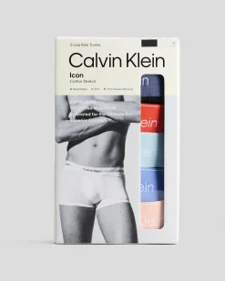 Calvin Klein Icon Cotton Stretch Low Rise Trunk 5 Pack Blk W/ Vin In/mltn/str Blu/glcr/mln Frnzy Clearance