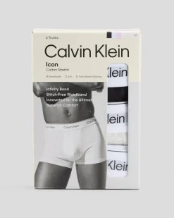 Calvin Klein Icon Cotton Stretch Trunk 3 Pack Black/snow Heather/buff Pink Sale