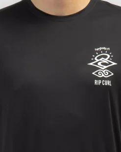 Rip Curl Icons Surflite UPF Short Sleeve Rash Vest Black Discount