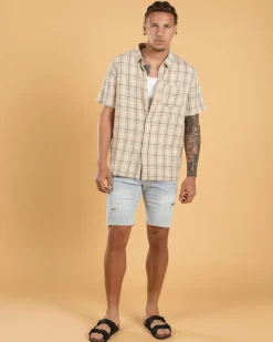 Lucid Ingrained Short Sleeve Shirt Sand