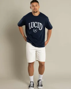 Lucid Inhabit Denim Walk Shorts Off White New
