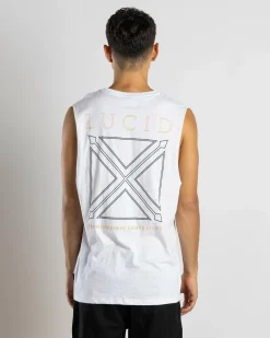 Lucid Intersect Muscle Tank White Hot