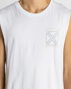 Lucid Intersect Muscle Tank White Hot