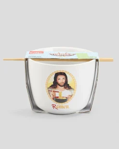 Get It Now Jesus Ramen Ceramic Noodle Bowl with Chopsticks White Discount