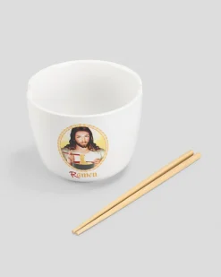 Get It Now Jesus Ramen Ceramic Noodle Bowl with Chopsticks White Discount