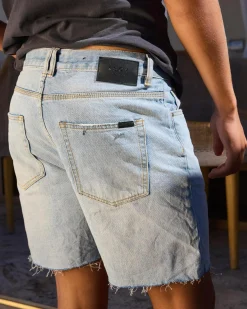 Kiss Chacey KS5 Slim Denim Shorts Sunbleached Blue New
