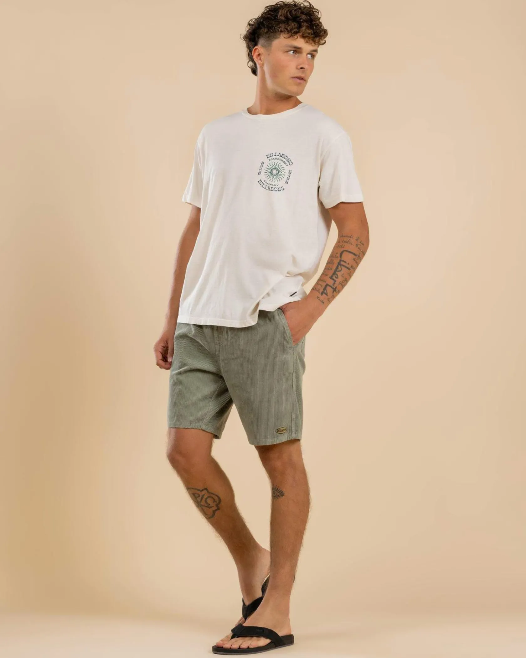 Billabong Larry Cord Walk Shorts Green Ash Sale
