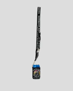 Salty Life Last Drinks Lanyard Stubby Cooler Black Discount