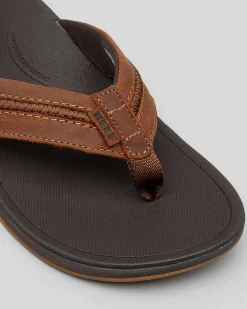 Reef Leather Ortho Coast Thongs Dark Brown Discount