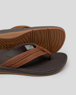 Reef Leather Ortho Coast Thongs Dark Brown Discount