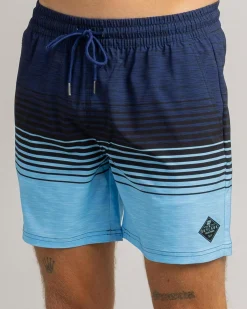 Skylark Linear Elastic Waist Shorts Blue Clearance