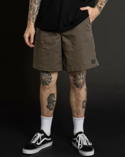 Dexter Local Elastic Waist Shorts Washed Olive Online