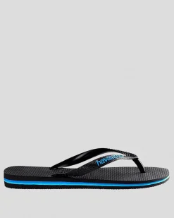 Havaianas Logo Thongs Black / Blue Outlet