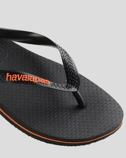 Havaianas Logo Thongs Black/orange Sale