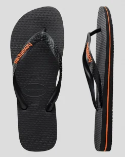 Havaianas Logo Thongs Black/orange Sale