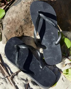 Havaianas Logo Thongs Black/ Steel Grey Best