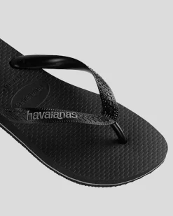 Havaianas Logo Thongs Black/ Steel Grey Best