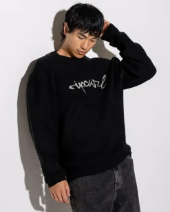Rip Curl Medina Script Crew Knit Sweatshirt Black Outlet
