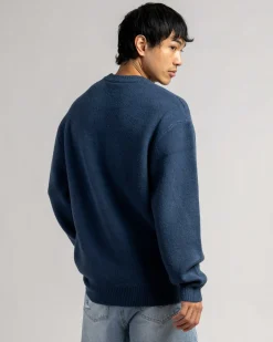 Rip Curl Medina Script Crew Knit Sweatshirt Light Navy New