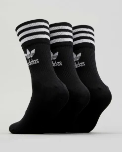 adidas Mid Cut Crew Socks 3 Pack Black/white