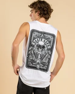 Salty Life Ocean's Gamble Muscle Tank White