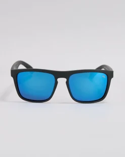 Quiksilver Oceanview Polarised Sunglasses Rubberized Black/ Ice Blue Mirror